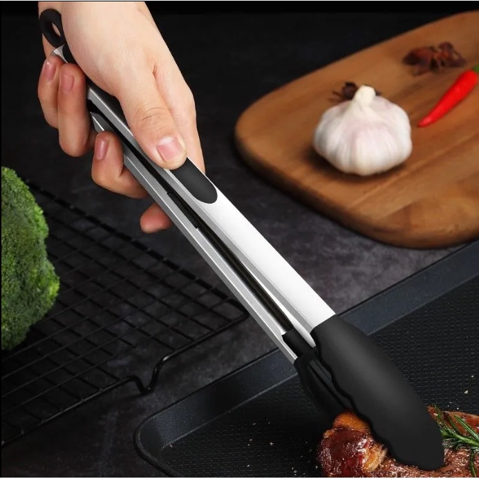 Vimall 12 นิ้ว 1 ชิ้น ที่คีบ ที่คีบอาหาร ที่คีบบาร์บีคิว BBQ ที่คีบสแตนเลส  L385