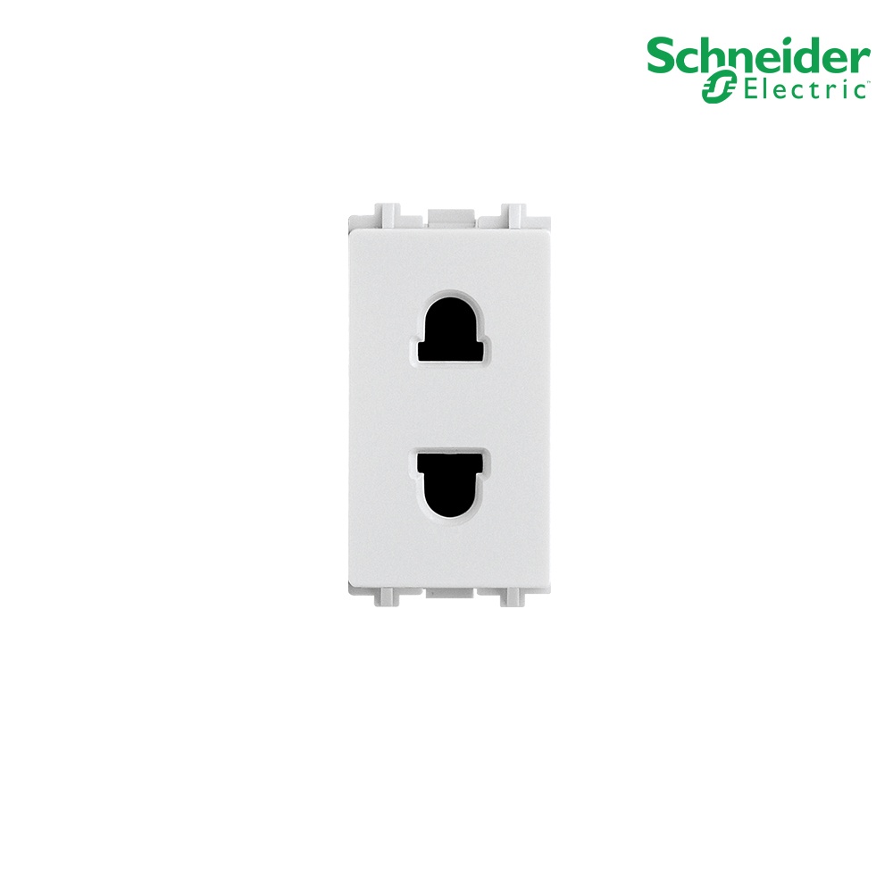 Schneider Electric : เต้ารับเดี่ยว 2 ขา พร้อมม่านนิรภัย 1 ช่อง สีขาว | ZENcelo | 84426SUS_WE | PlugOn