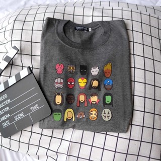 เสื้อยืดผ้าฝ้ายพิมพ์ลายขายดี ☃Marvel Characters | Thrift Apparel T-Shirt