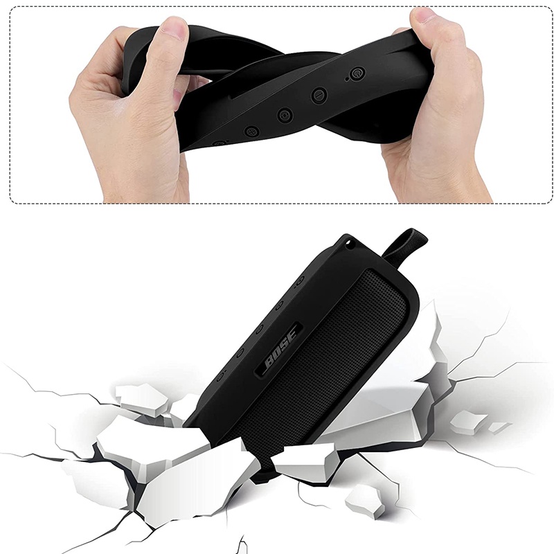เคสซิลิโคนนิ่ม พร้อมสายคล้องไหล่ และคาราบิเนอร์ สําหรับลําโพงบลูทูธ Bose SoundLink Flex