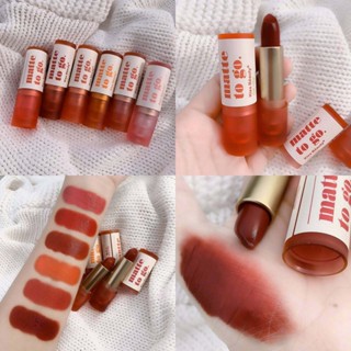 Kiss Beauty Lip Matte to go ลิปเนื้อแมทกำมะหยี่ โทนสีส้มๆแดงก่ำๆ ติดทน