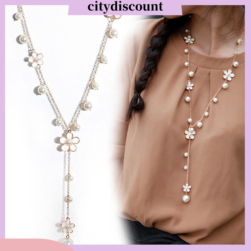 City_ เครื่องประดับสตรีสร้อยคอโซ่ยาวพร้อมจี้