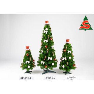 ต้นคริสต์มาส 1.5F ตกแต่งชุดโบว์ลายจุด(45 ซม.) Christmas Tree 1.5F (45 cm) with polka dot bow decoration