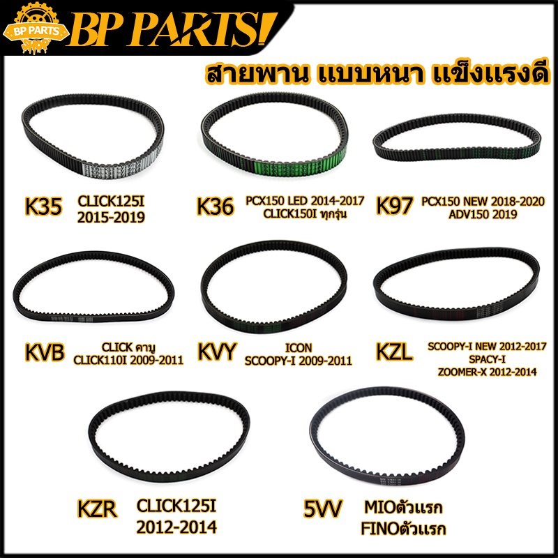 สายพาน scoopyi spacy-i zoomer-x Click icon pcx150 ADV150 mio fino สายพานมอเตอร์ไซค์ มีหลายเเบบให้เลือก  เเบบหนา เกรดA