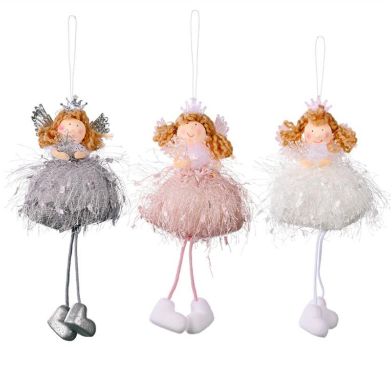 LU 1 3 ชิ้นคริสต์มาส Angel เครื่องประดับ Xmas Tree แขวนจี้ตุ๊กตาสําหรับตุ๊กตา Elf Dec