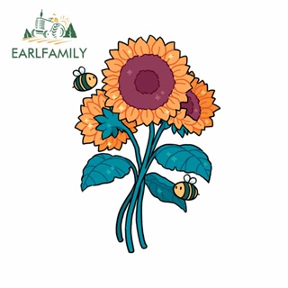 Earlfamily สติกเกอร์ ลายกราฟฟิคดอกทานตะวัน กระดานโต้คลื่น กันรอยขีดข่วน ขนาด 13 ซม. x 9 ซม. สําหรับตกแต่งรถยนต์