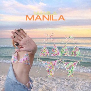 (มีบรา-กางเกงขายแยก/มี15สี!!) Manila bikini 🌸🌼 บิกินี่ทรงสามเหลี่ยมลายดอก