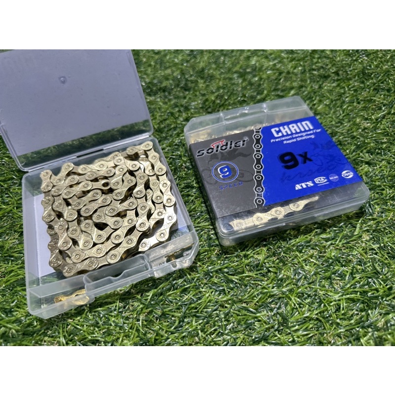 โซ่ทอง SOLDIER 116 ข้อ พร้อมข้อต่อโซ่ปลดเร็ว (โซ่สีทอง) 6/7/8S/9S/10S/11S - รูปที่ 3