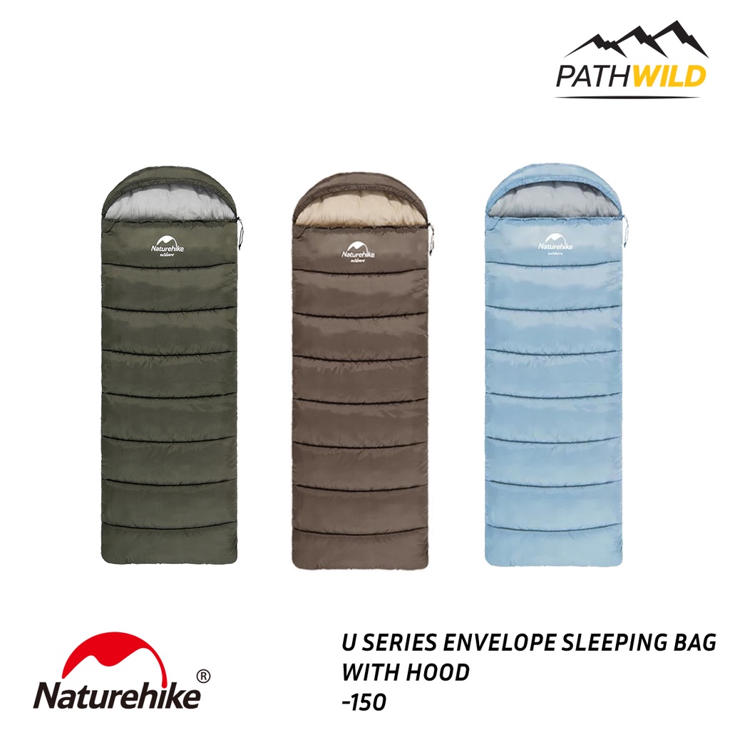 NATUREHIKE NH20MSD07 U SERIES ENVELOPE SLEEPING BAG WITH HOOD-150 ถุงนอนทรงสี่เหลี่ยม มีฮู้ดคลุม เหมาะกับอุณหภูมิ 7~11°C