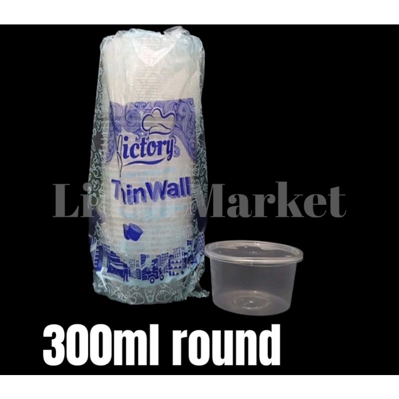 Thinwall Round 300ML (25) Victory Plastic Bowl Pudding Cup Slime Food Container Salad Food Container