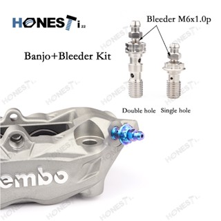 Honesti22 Titanium alloy Gr5 Brembo Banjo and bleeder Bolt set M10X1.0/1.25P,single hole and double hole.