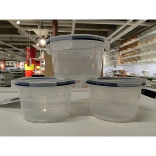 IKEA 365+ อิเกีย 365+ กล่องเก็บอาหารพร้อมฝาปิด, กลม/พลาสติก, 750 มล. (3 ชิ้น)