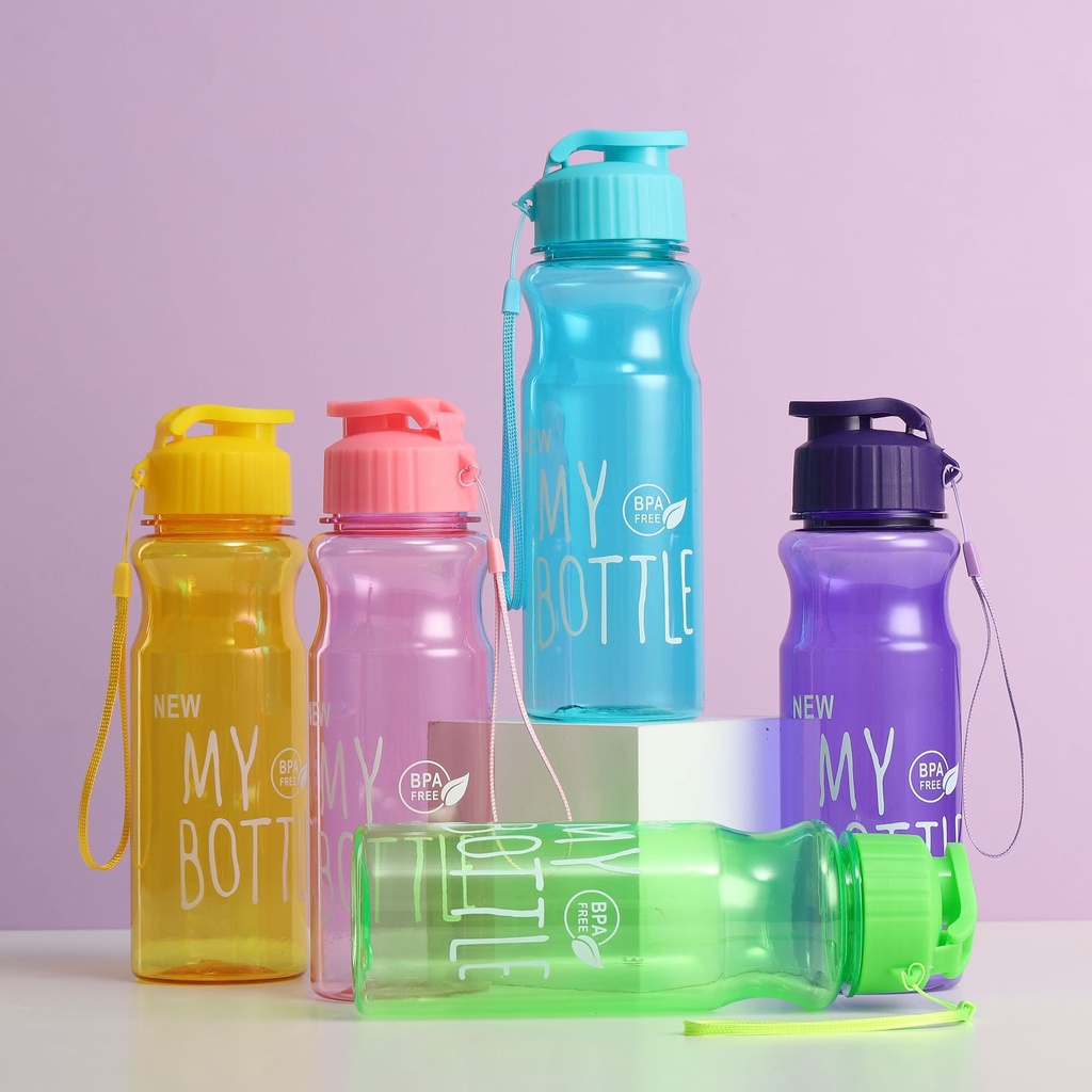 ขวดน้ำพลาสติก คละสี กระบอกใส่น้ำ 600 ml/ราคาถูก