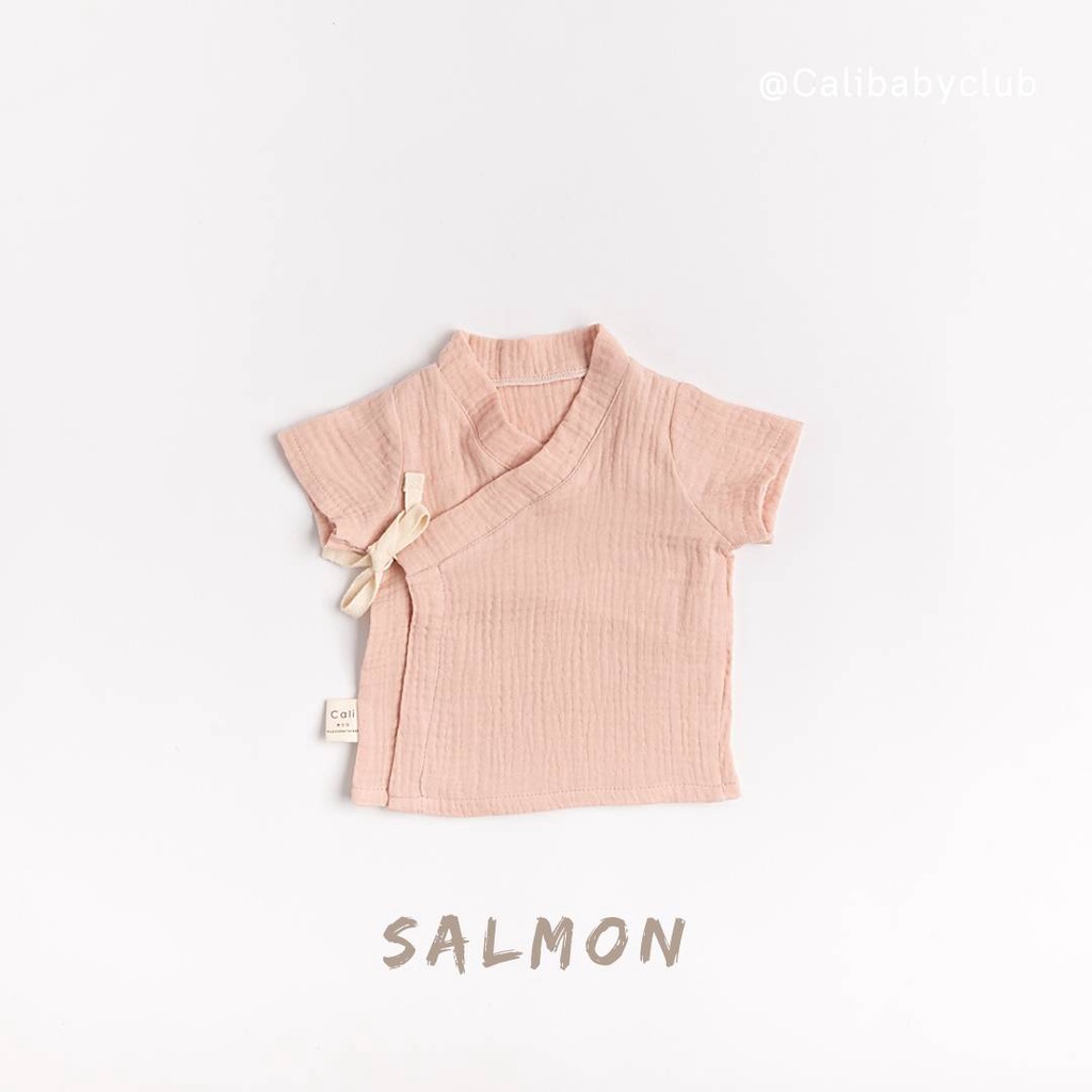 เสื้อเด็กอ่อน​ผูกหน้า 0-3 เดือน สีพาสเทล  *ป้ายCali baby สินค้าพร้อมส่ง 