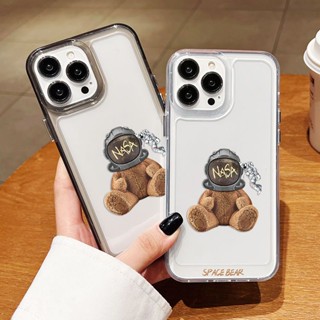 เคสโทรศัพท์มือถือ ซิลิโคนนุ่ม TPU ใส ลายหมีอวกาศน่ารัก สําหรับ IPhone 14 13 12 11 Pro X XR XS Max 6 6S 7 8 Plus