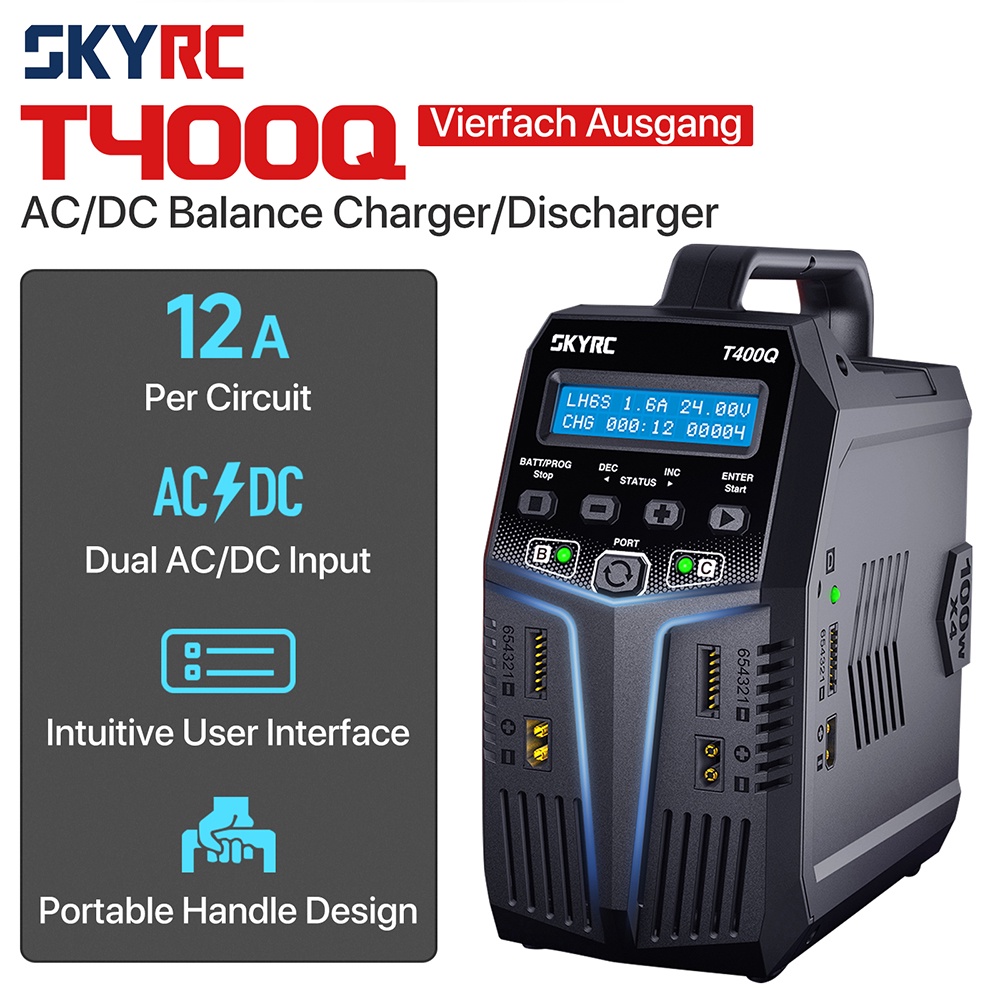สกายอาร์ซี SK-100189 T400Q Lipo Battery Balance Charger/Discharger Quattro AC/DC 1-6S XT60 LiFe NiMH
