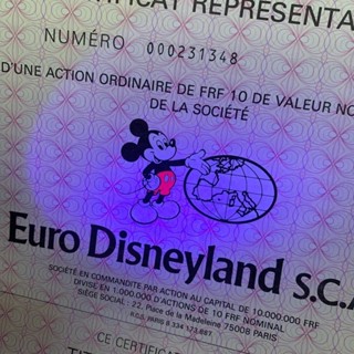 Euro Disneyland Depository Certificate