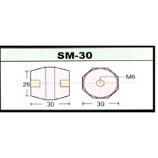 "SHINOHAWA" ลูกถ้วยฉนวน(BUS BAR INSULATOR) Size : SM-30 WITH สกรูหัวหกเหลี่ยมชุบรุ้ง M6-1.0 x 10mm.