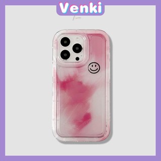 VENKI - Case For iPhone 14 Pro Max TPU Soft Jelly Airbag Case Gradient Pink Black Smiley Clear Case Camera Protection Shockproof For iPhone 14 13 12 11 Plus Pro Max 7 Plus X XR