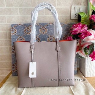 👑ผ่อน0%~แท้100%👑53245 กระเป๋าสะพาย งาน shop มาพร้อมถุงผ้า TORY BURCH  PERRY TRIPLE COMPARTMENT  TOTE BAG GRAY HERON