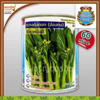 เมล็ดพันธุ์ ผักกาดกวางตุ้ง กวางตุ้งดอกฮ่องกง เขียวหมื่นปี (60 กรัม) เมล็ดกวางตุ้งดอก เมล็ดพันธุ์ผักสวนครัว ตรากำไลทอง