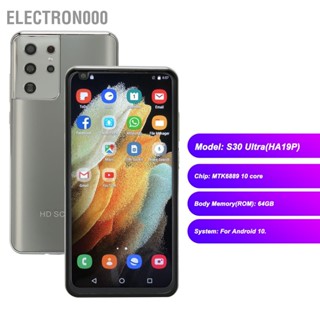 Electron000 สมาร์ทโฟน 6.6 นิ้ว 5Gwifi 4Gb และ 64Gb 7000Mah 8Mp 16Mp สีเงิน สําหรับ Android 10.0 100‐240V