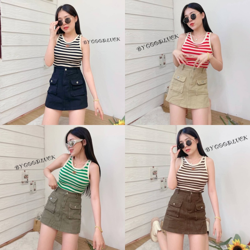 🌈 SpinnyHouse 🌈 เสื้อกล้าม เสื้อสายเดี่ยว♥️ผ้ายืดเยอะ+นิ่ม♥️ไหวเหรอ รุ่น ไฟเขียว B-022-1-B