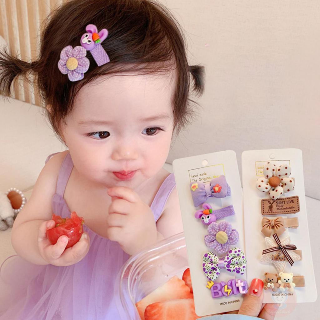 Laa6-เด็กทารกจระเข้คลิปผมน่ารัก 5 ชิ้นดอกไม้ Bows Barrettes สําหรับเด็กเด็กวัยหัดเดินผมหางม้า Pigtail เครื่องมือจัดแต่งทรงผม