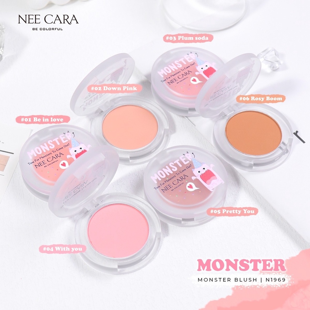 ปัดแก้ม เนื้อเนียน ติดทน นีคาร่า มอนส์เตอร์ บลัข NEE CARA MONSTER BLUSH #N1969