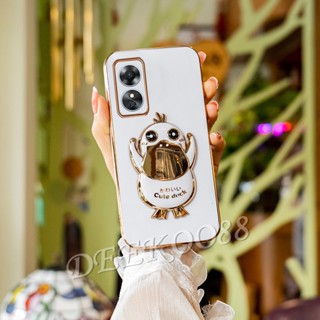 เคสโทรศัพท์มือถือแบบนิ่ม ลายการ์ตูนเป็ดน่ารัก พร้อมที่ตั้งวาง สําหรับ OPPO A17 A77S A57 A96 4G A77 5G Reno8 Reno7 Z Pro Reno 8 8Z 8Pro 7 7Z 7Pro