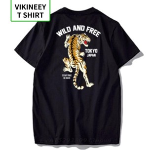 เสื้อเชิ้ตชาย Geri kaplan T gömlek japon Tokyo vahşi ve ücretsiz serin siyah Tshirt dijital baskı hayvan 100% pamuk Cami