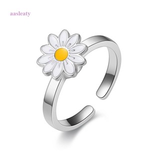 fashion rotating spinner ring for men and women stainless steel sun flower jewelry