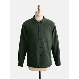 [JBB*] FOREST GREEN BROKEN TWILL COTTON CHORE JACKET เจบีบี แจ็กเก็ต แจ็คเก็ตลำลองผู้ชาย สไตล์วินเทจ เสื้อคลุม ผ้าคอตตอน