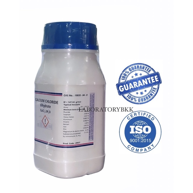 Calcium Chloride Dihydrate AR 99% ยี่ห้อ TPC พร้อม COA MSDS 500 g. แคลเซียมคลอไรด์ laboratorybkk เคมี chemical