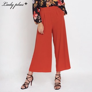 Lady Plus กางเกงสีพื้นสม๊อคด้านหลัง | Pants with Elastic at Back กางเกงขากว้าง สีส้ม