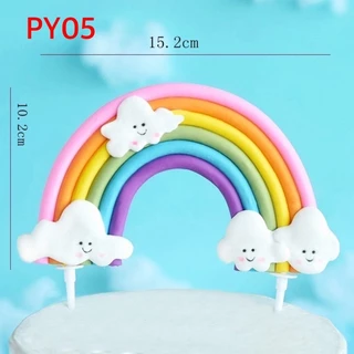 🌈 ป้ายปักเค้กสายรุ้ง ป้ายสายรุ้งก้อนเมฆ ป้ายก้อนเมฆ ป้ายแต่งเค้กสายรุ้ง ขนาดใหญ่🌈