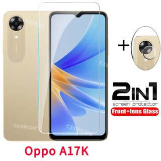 2 in 1 ฟิล์มกระจกนิรภัยกันรอยหน้าจอ และเลนส์กล้อง สําหรับ Oppo A17K Flim Oppo A17K A17 A 17 K 4G 5G