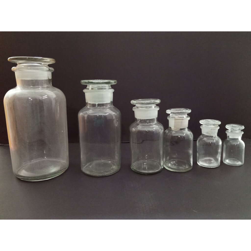 Reagent bottle ขวดใส่สาร สีขาว /สีชา ปากแคบ / ปากกว้าง จุกแก้ว ของจีน