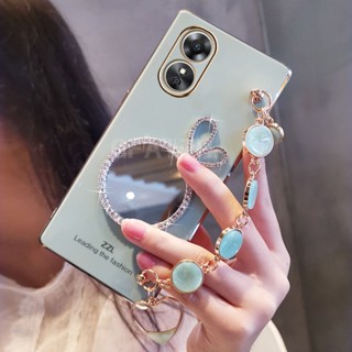 พร้อมส่ง เคสโทรศัพท์มือถือแฟชั่น แบบนิ่ม กันเลนส์กล้อง ลายกระต่าย พร้อมกระจกแต่งหน้า สําหรับ OPPO A58 NFC 4G OppoA58 OPPOA58NFC