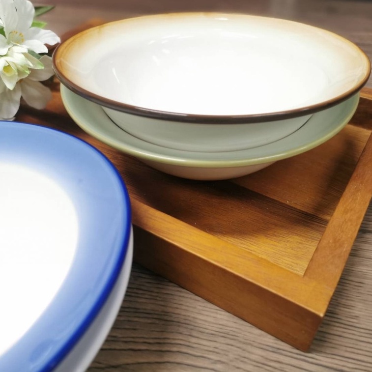 INDRA CERAMIC เซรามิกเข้าไมโครเวฟได้ ชุดชามเซรามิค ถ้วยซุป ถ้วยปากบาน ชามใส่แกง 18 ซม. ลายแอนทีคดีไซน์ หลายสี