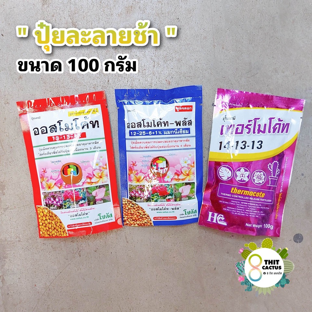 // ปุ๋ยละลายช้า 100 กรัม // ออสโมโค้ท พลัส เทอร์โมโค้ท แคคตัส กระบองเพชร