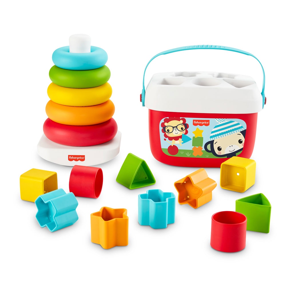 แท้100% ปลอดภัย นำเข้าจาก USA Fisher Price Rock-a-Stack ของเล่น เสริมพัฒนาการ ห่วงหลากสี  ห่วงเรียงซ้อน บล็อกหยอด