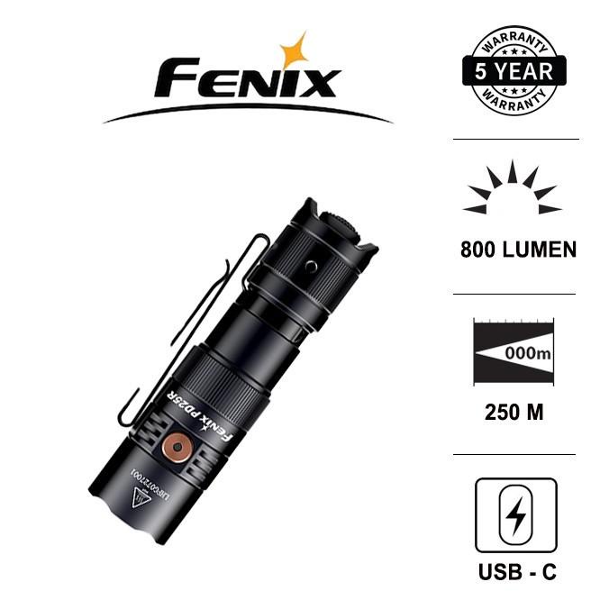 Đèn pin FENIX PD25R sáng 800 lumen chiếu xa 250m pin 16340 sạc USB-C công tắc kép