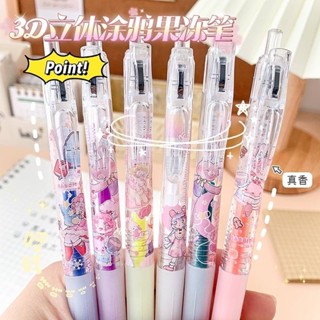 พร้อมส่ง ปากกาหมึกเจล3D  6แท่ง6สี เขียนได้ทุกพื้นผิว กลิ่นหอมหัวปากกา0.1mm. เขียนติดดี เขียนลื่น เครื่องเขียน ปากกาหมึก