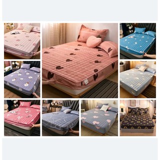 Janie //Mattress Protector Non-slip Fitted Sheet Cadar Plain Pure Cotton Single/Queen/King foam bed