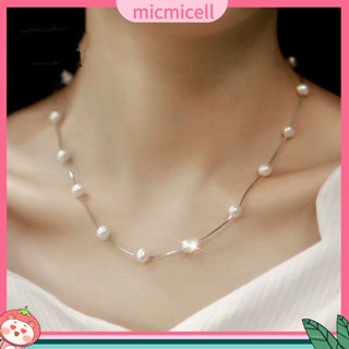 (micmicell) สร้อยคอโชคเกอร์สั้น ประดับมุกเทียม เครื่องประดับแฟชั่นสตรี