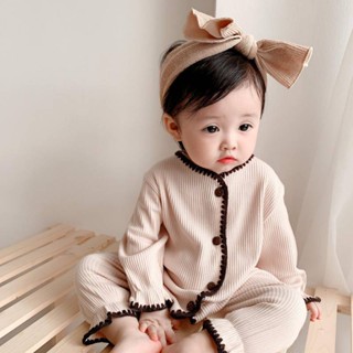 ชุดจัมพ์สูทสําหรับเด็กทารกผู้ชายผู้หญิงผ้าฝ้ายแขนยาว Onesie