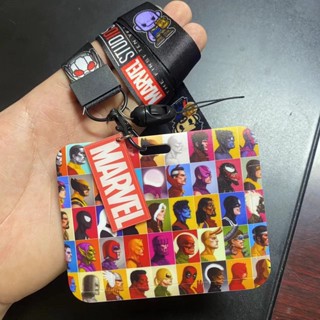 กระเป๋าใส่บัตร ลาย Marvel Iron Man Spiderman Batman พร้อมสายคล้อง