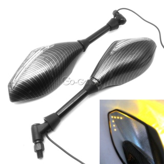 2x LED Turn Lights Side Mirrors Turn Signal Indicator Rearview Mirrors Motorcycle For Honda Suzuki Kawasaki Ducati Yamah