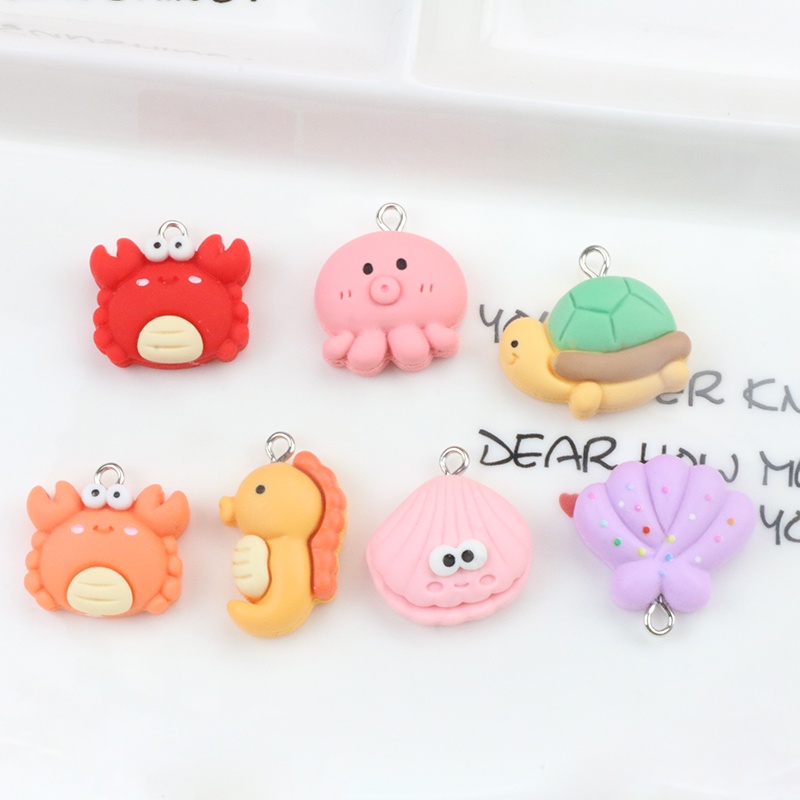 จี้เรซิ่น รูปปลาหมึกทะเล ปู เต่า ปลาหมึก ขนาดเล็ก แฮนด์เมด diy สําหรับทําเครื่องประดับ สร้อยคอ ต่างหู พวงกุญแจ